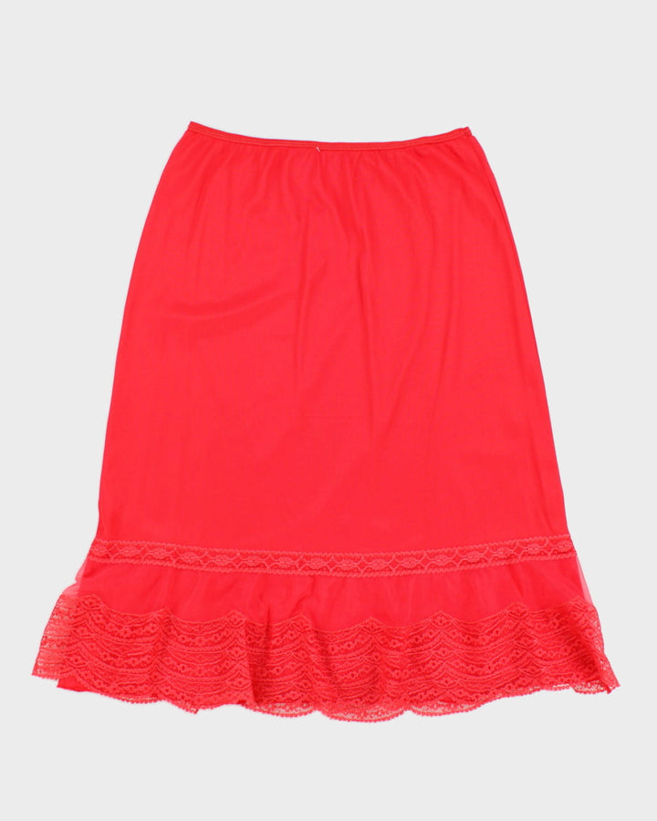 Red Layered Lace Petticoat Slip Skirt - M