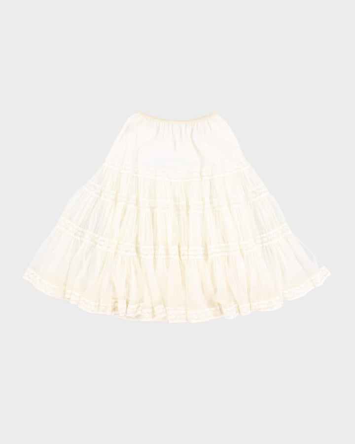 White Tiered Layered Lace Petticoat Skirt - M