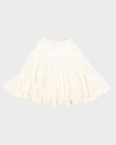 White Tiered Layered Lace Petticoat Skirt - M