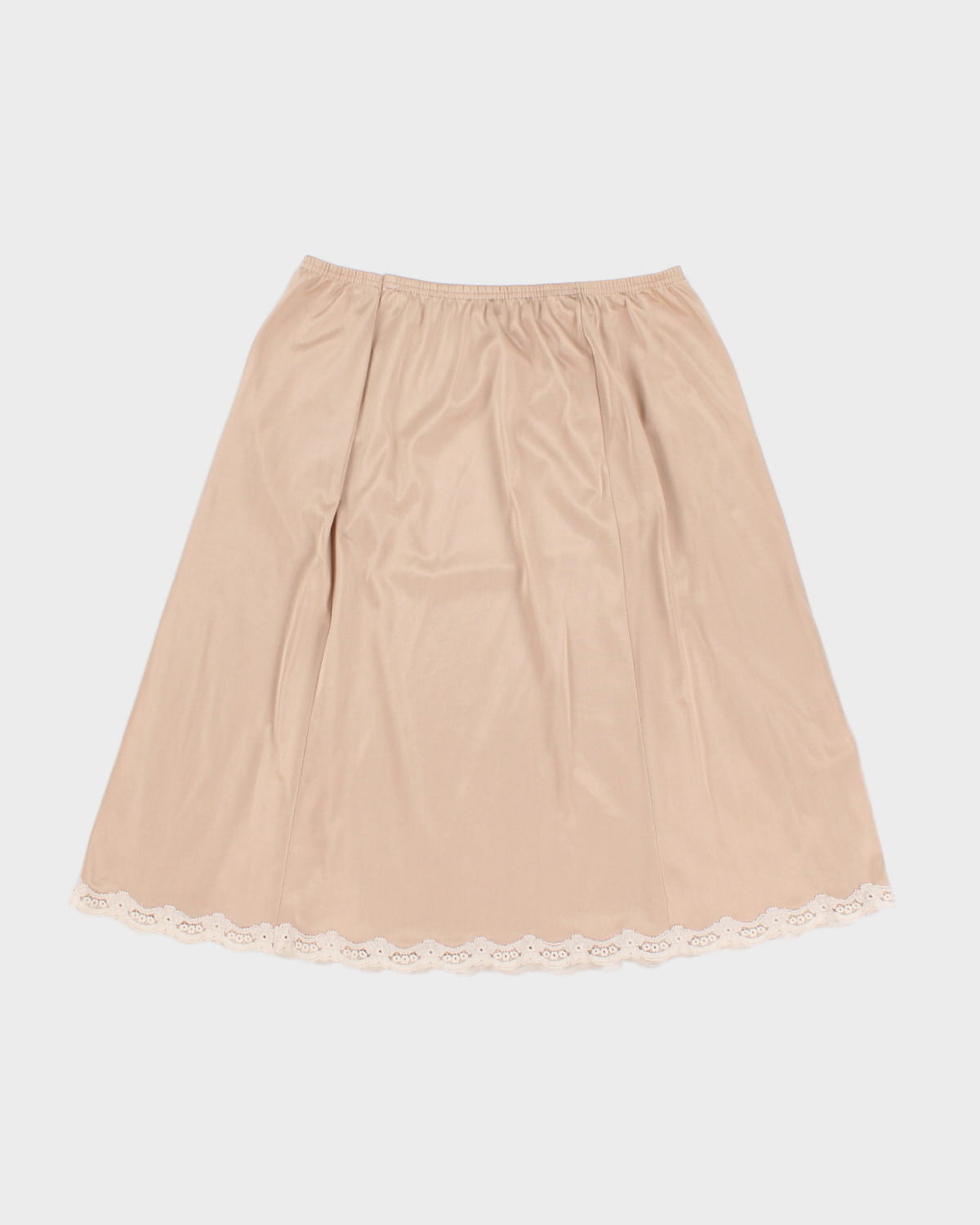Brown Lace Flower Detailed Petticoat Slip Skirt - M