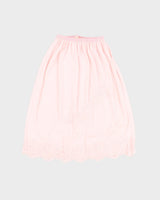 Vintage Pink Lace Floral Embroidered Petticoat Slip Skirt - S
