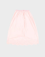 Vintage Pink Lace Floral Embroidered Petticoat Slip Skirt - S