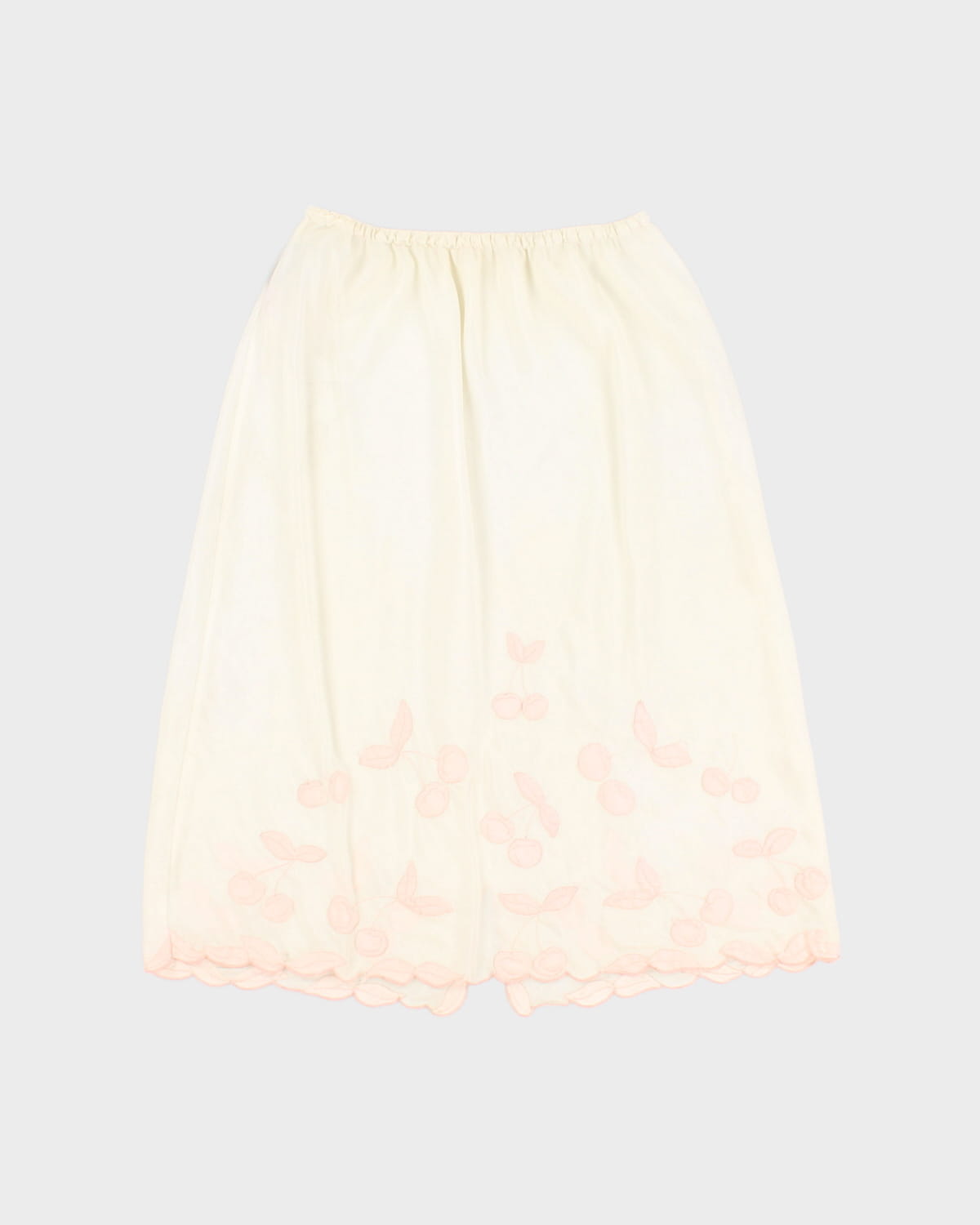 Vintage Cherry Stitched Petticoat Slip Skirt - S