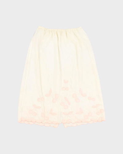 Vintage Cherry Stitched Petticoat Slip Skirt - S