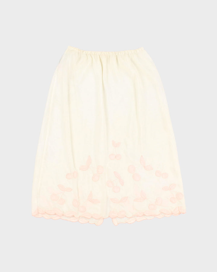 Vintage Cherry Stitched Petticoat Slip Skirt - S