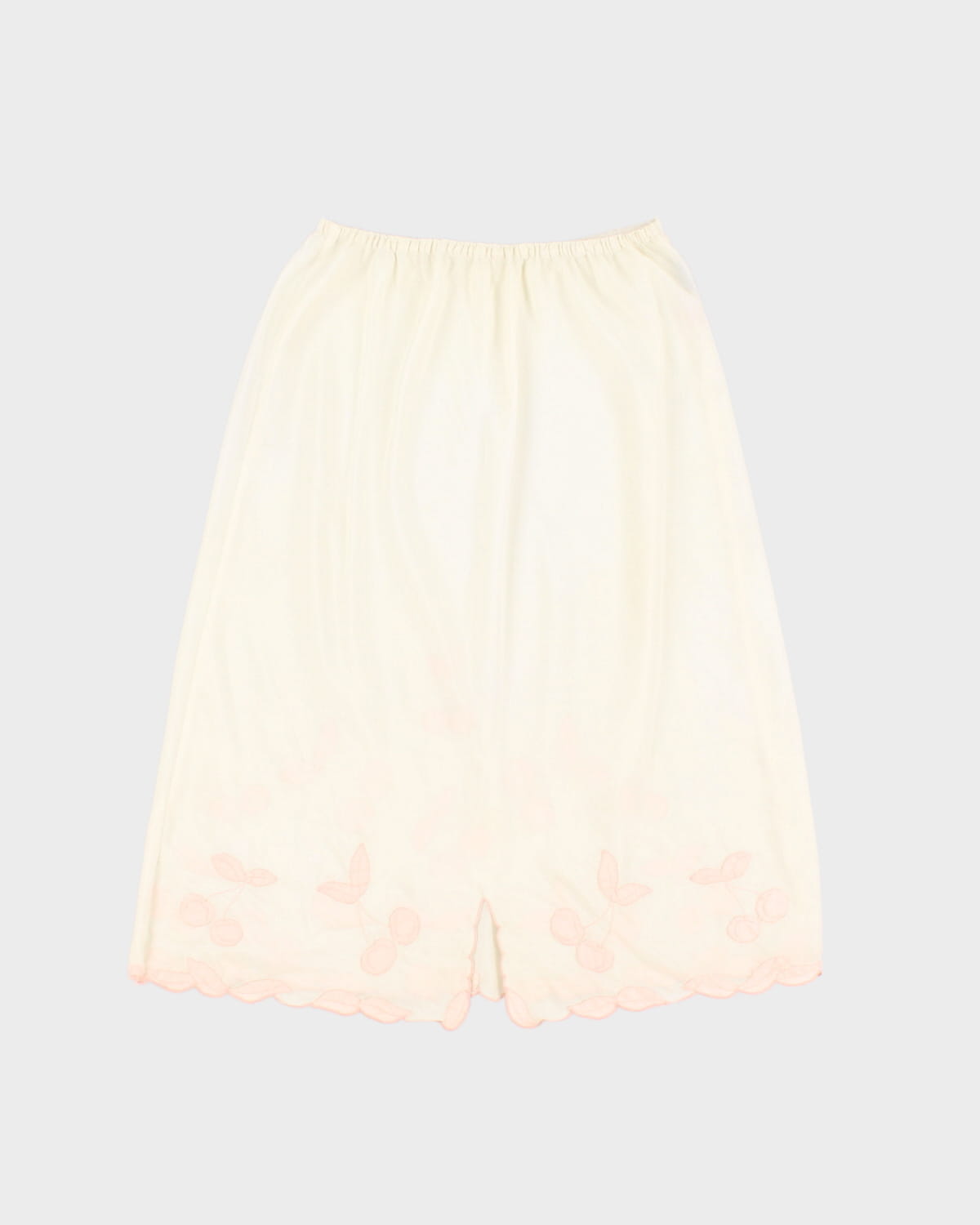Vintage Cherry Stitched Petticoat Slip Skirt - S