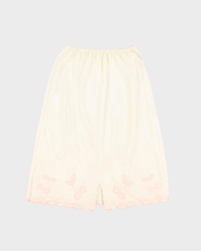 Vintage Cherry Stitched Petticoat Slip Skirt - S