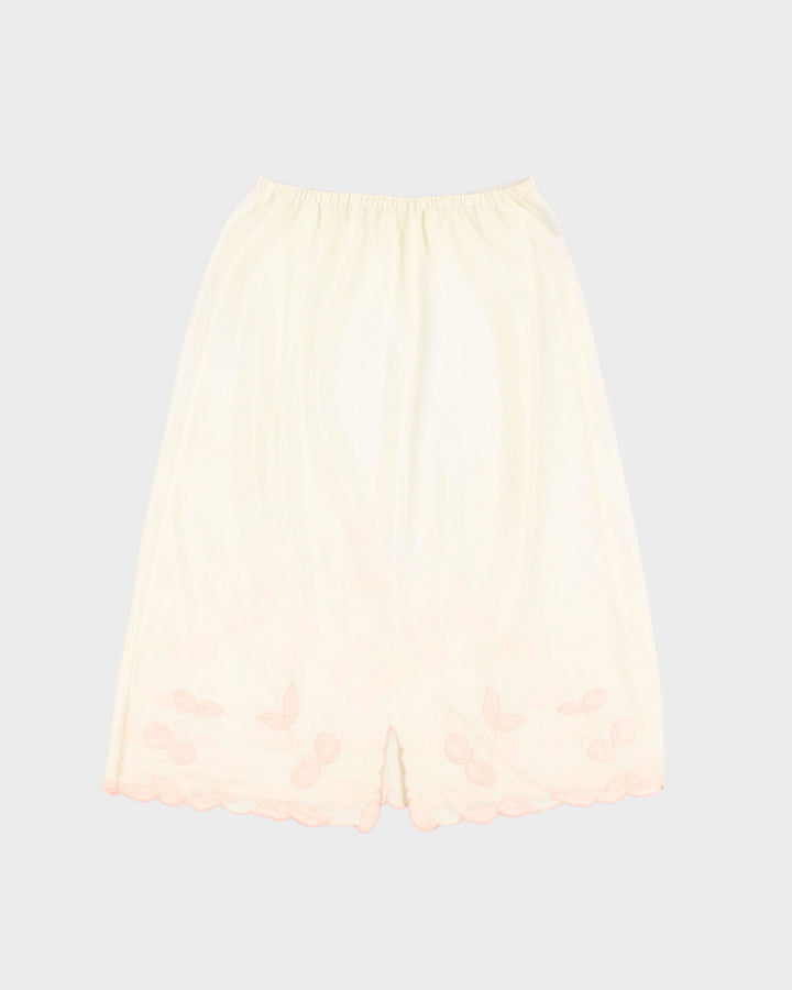 Vintage Cherry Stitched Petticoat Slip Skirt - S
