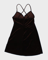Y2K 00s La Senza Brown Velour Slip Dress - XS