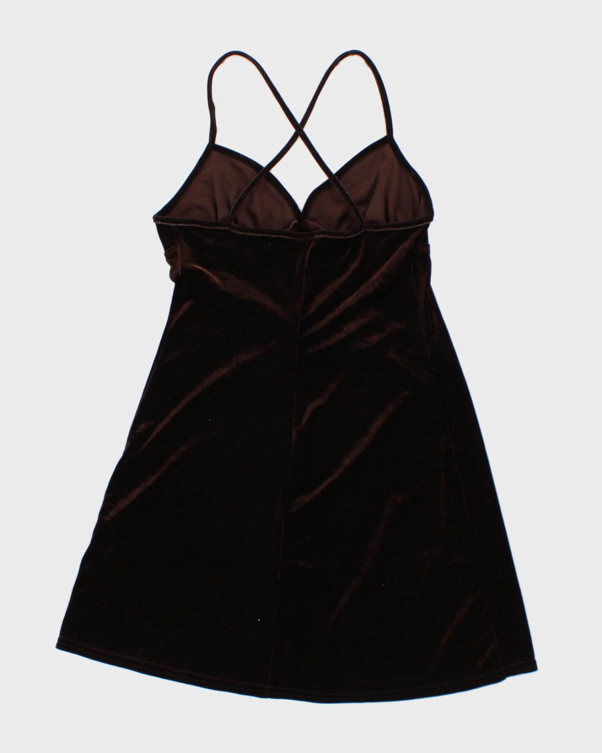 Y2K 00s La Senza Brown Velour Slip Dress - XS