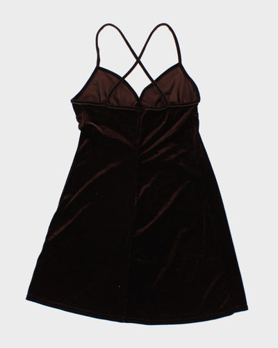 Y2K 00s La Senza Brown Velour Slip Dress - XS