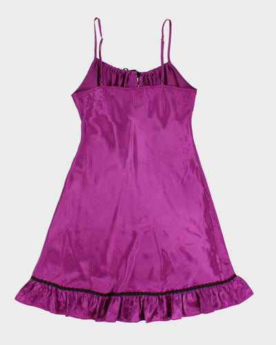 Y2K 00s La Senza Blue Mesh Embroidered Halter Slip Dress - XS