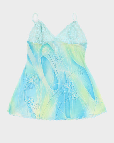 Y2K 00s La Senza Floral Mesh Slip Dress - L