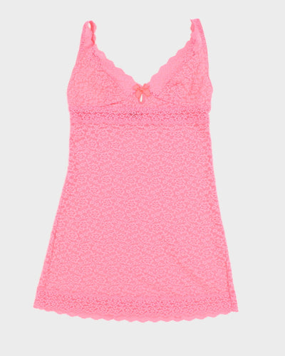 Victoria's Secret Neon Pink Lace Slip Dress - M