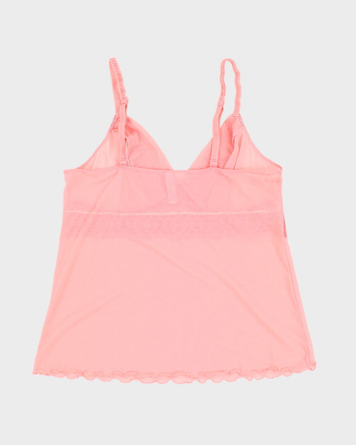 Y2K 00s La Vie En Rose Pink Mesh Cami - M