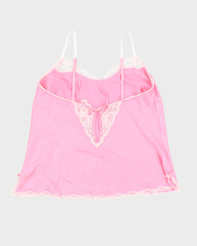 Y2K 00s Victoria's Secret Pink Laced Cami - L