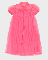 Vintage 60s Gotham Gold Stripe Pink Peignoir - S