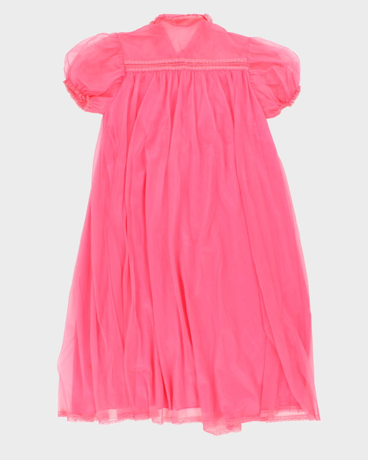 Vintage 60s Gotham Gold Stripe Pink Peignoir - S