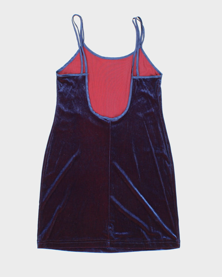 Vintage 90s Gilligan O'Malley Two Tone Blue/Purple Velour Slip Dress - S