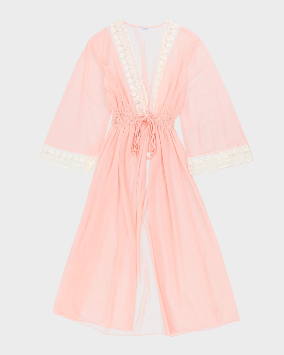 Vintage 70s Karmela Blush Pink Dressing Gown - M