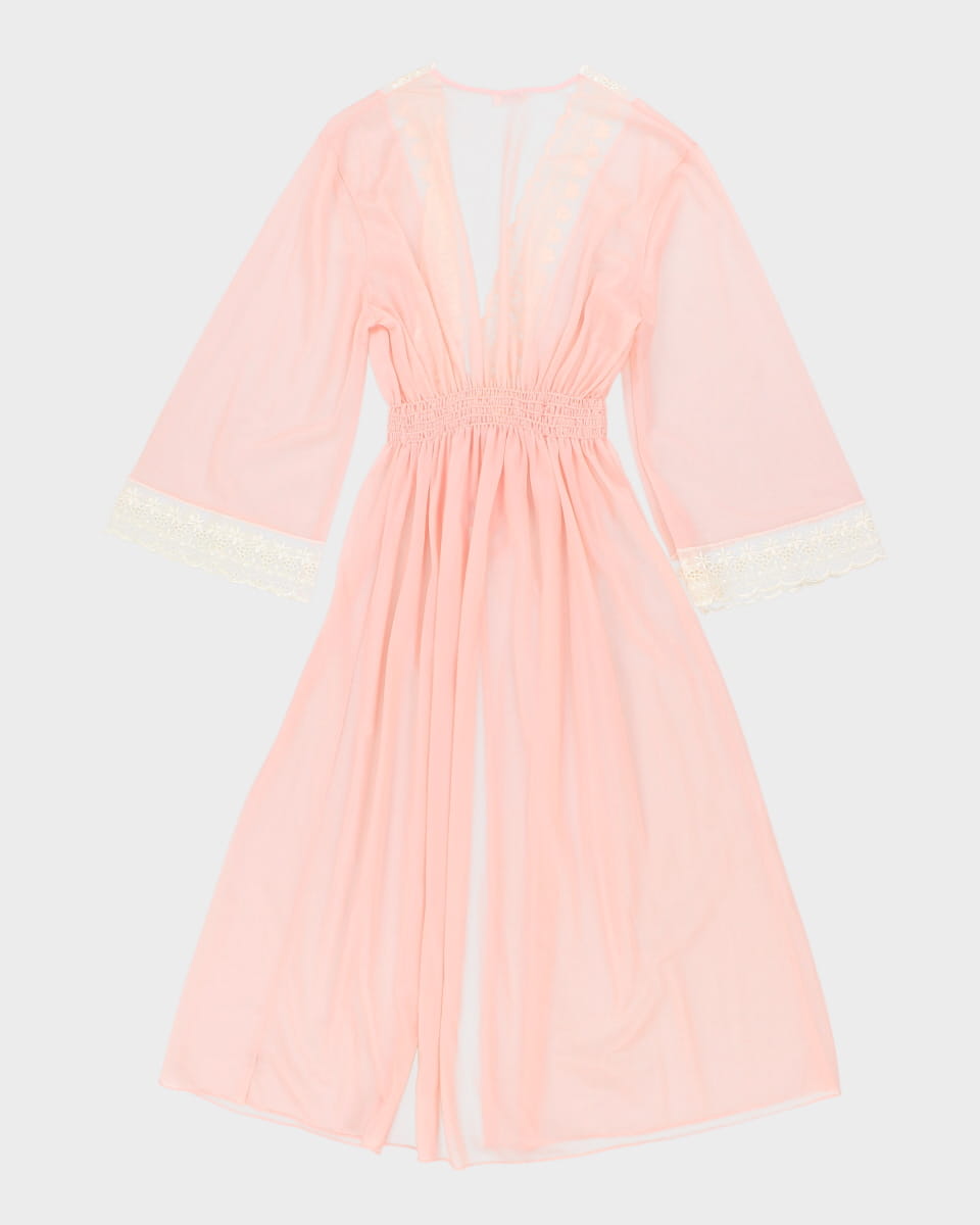Vintage 70s Karmela Blush Pink Dressing Gown - M