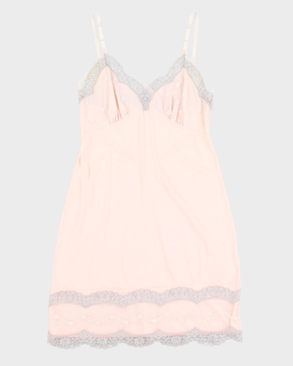 60's Delicate Embroidered Night Slip Dress - S
