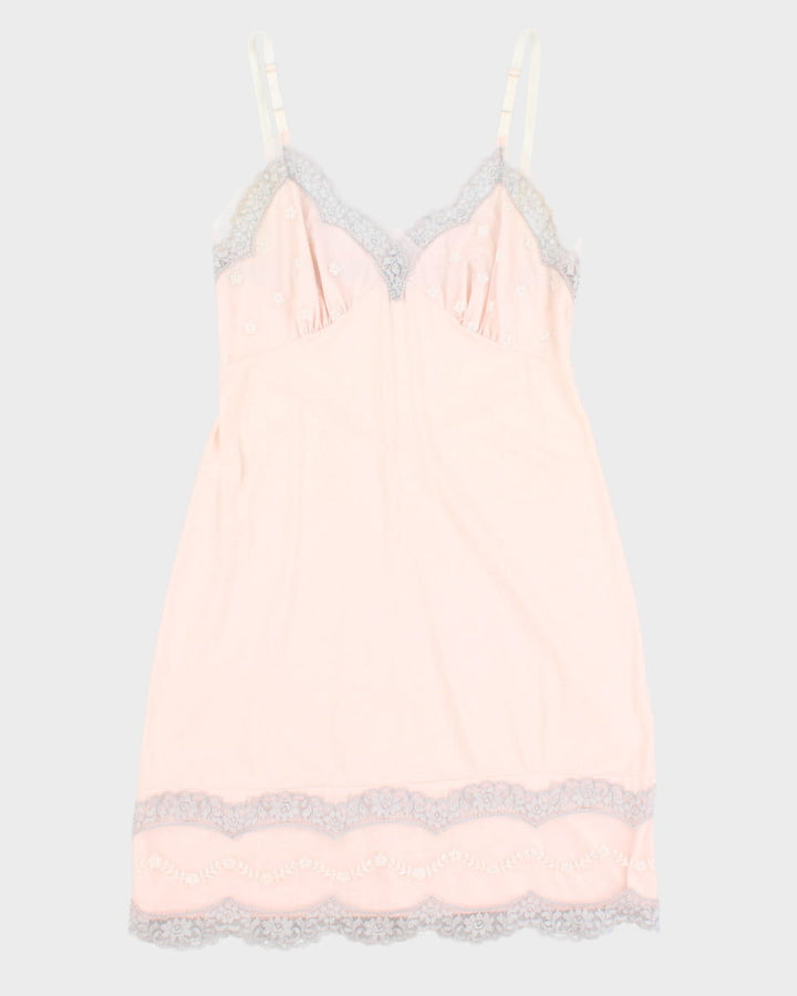 60's Delicate Embroidered Night Slip Dress - S