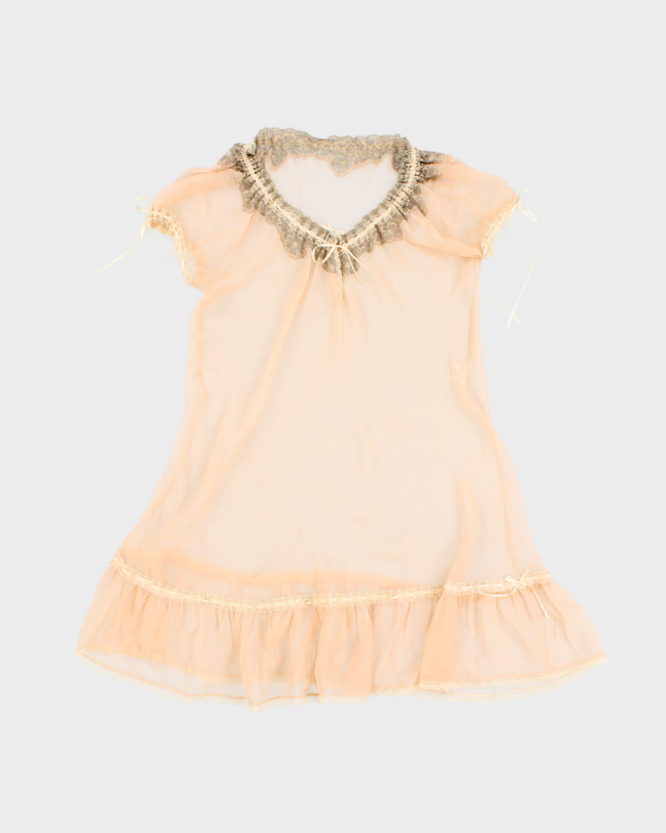 100% Silk Vintage Delicate Night Slip Dress - XS