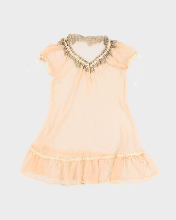 100% Silk Vintage Delicate Night Slip Dress - XS