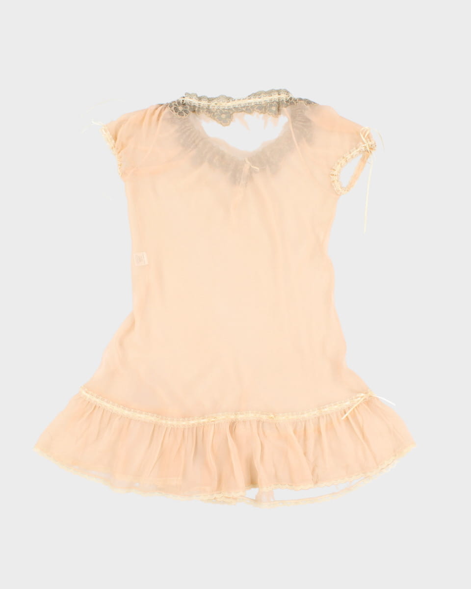 100% Silk Vintage Delicate Night Slip Dress - XS