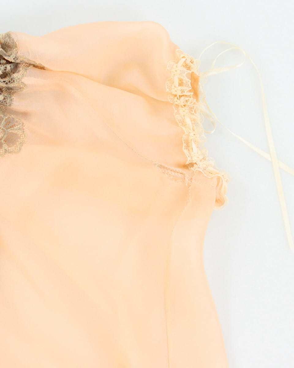 100% Silk Vintage Delicate Night Slip Dress - XS