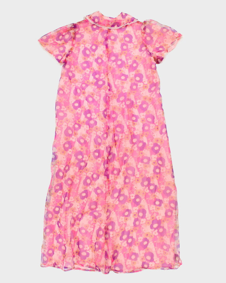 Vintage 1970s Pink Floral Peignoir - L