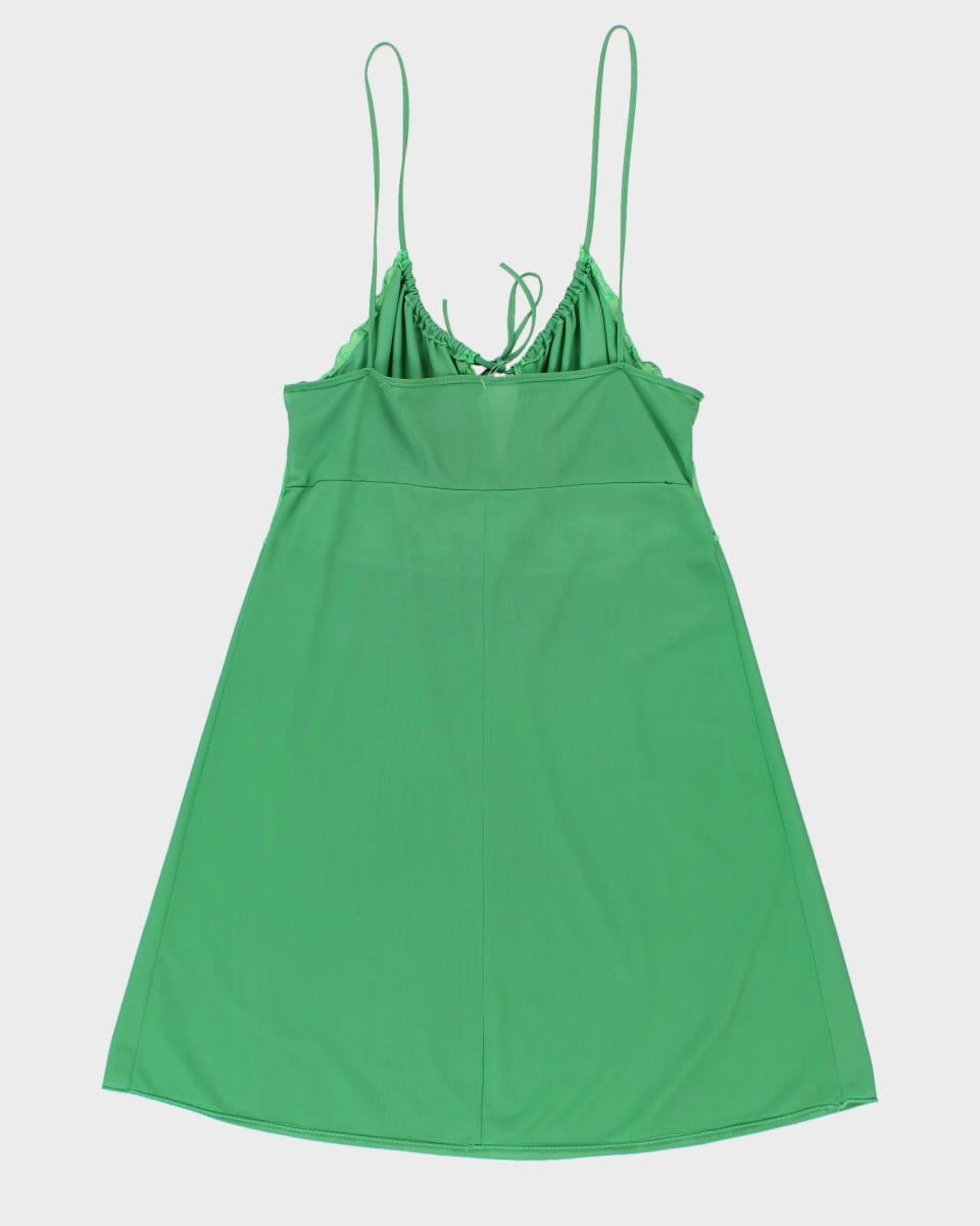 Vintage Darling Embroidered Green Slip Dress - XS