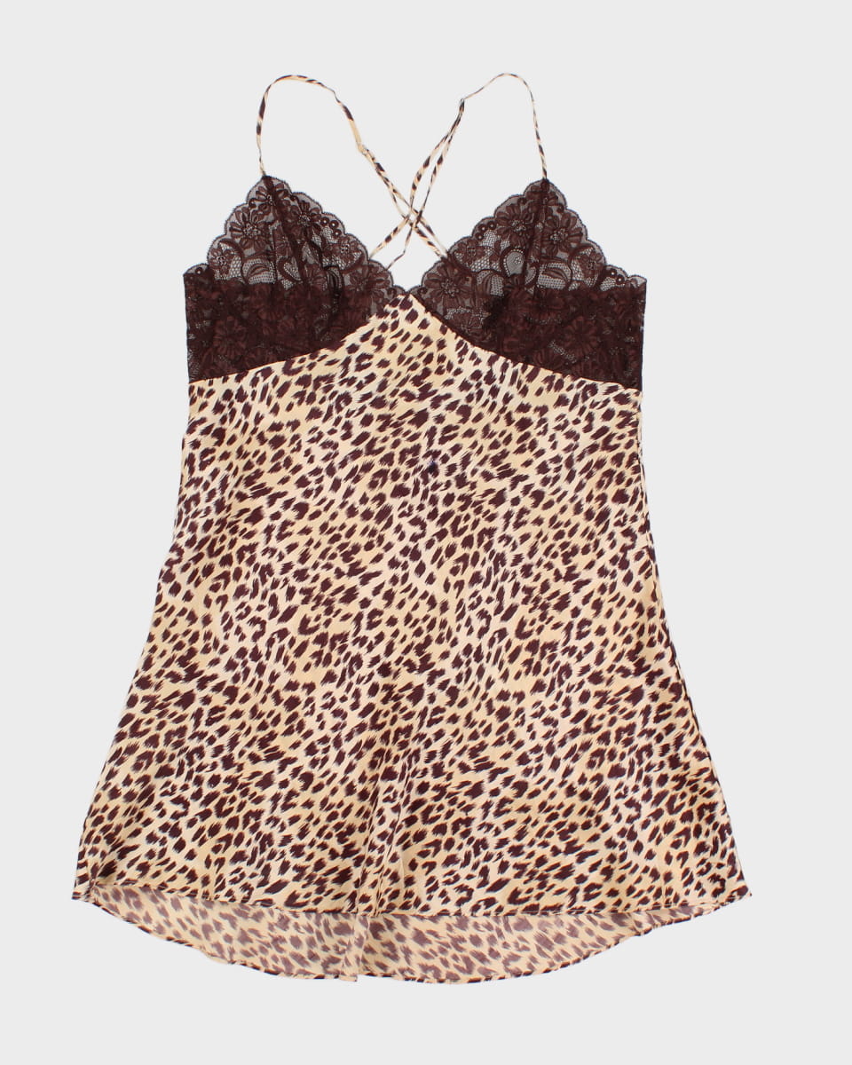 Y2K 00s La Senza Dreamy Silk Leopard Print Slip Dress - M