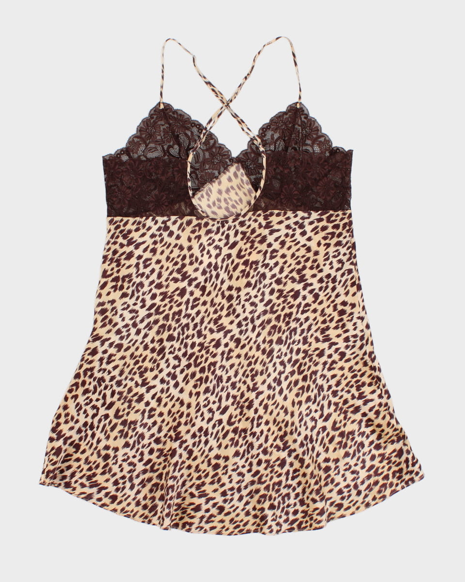 Y2K 00s La Senza Dreamy Silk Leopard Print Slip Dress - M