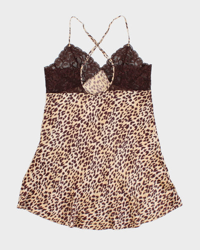Y2K 00s La Senza Dreamy Silk Leopard Print Slip Dress - M