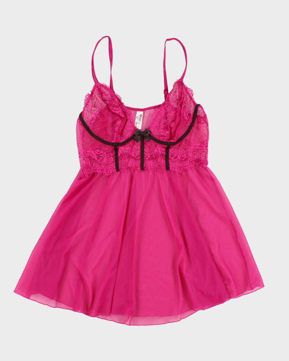 DKNY Lacey Mesh Pink Slip Dress - L