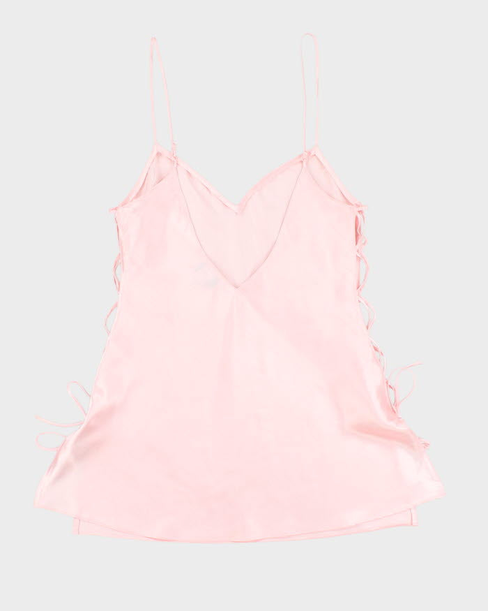 Woman's Pink Lace Up Camisole - M