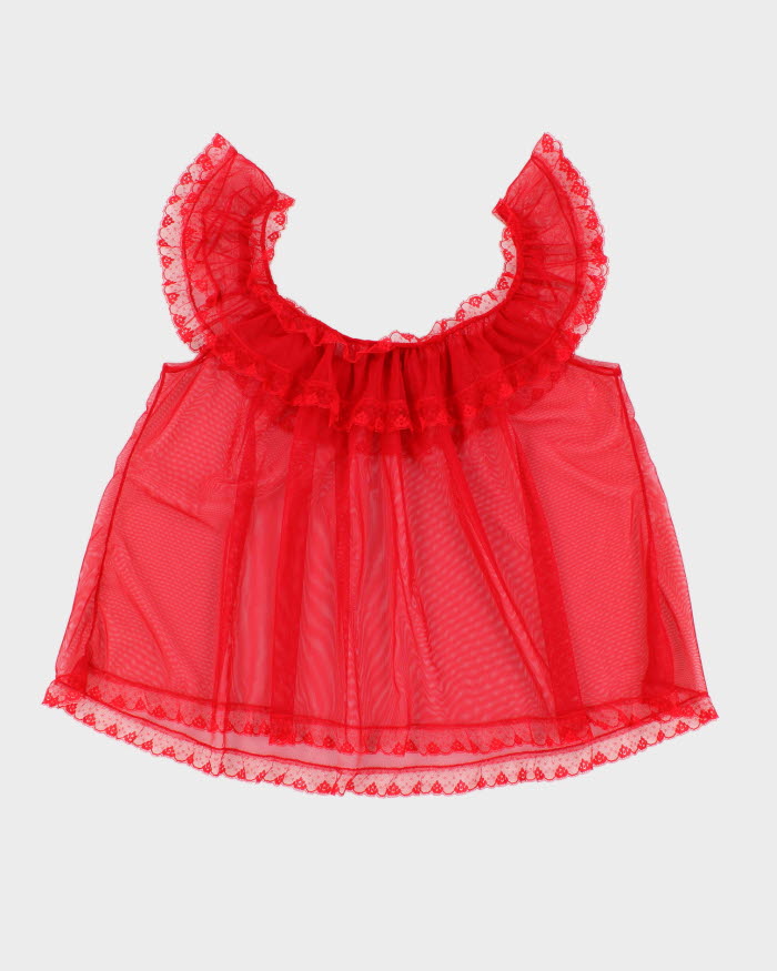 Woman's Red Tulle Off The Shoulder Camisole - M