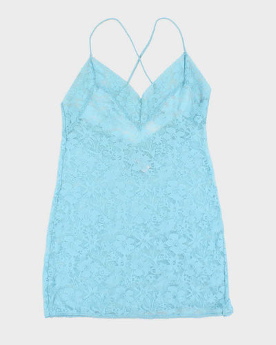 Woman's Blue Lace Floral Print Camisole - s