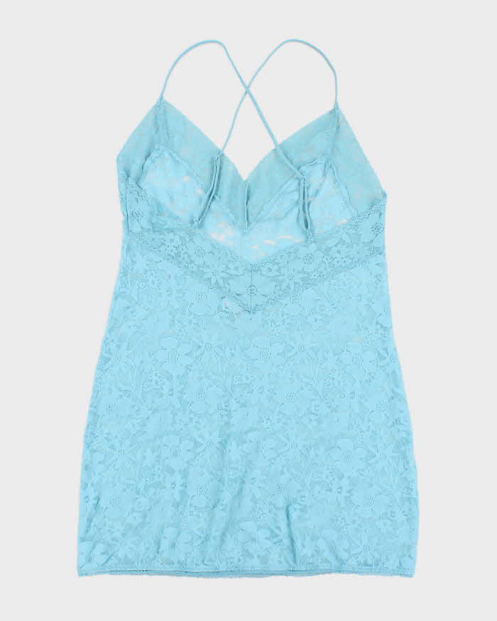 Woman's Blue Lace Floral Print Camisole - s