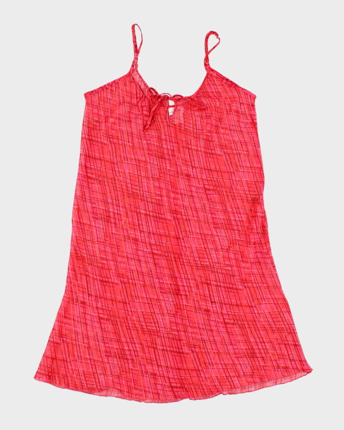 Vintage 90s Mesh Patterned Pink Slip Dress - S