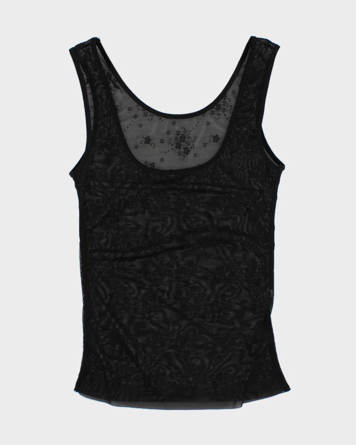 Mesh Black Floral Cami - XS