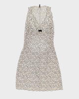 2000s White and Black Embroidered Lace Slip Dress - S