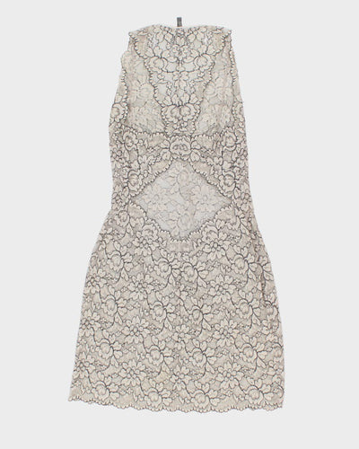 2000s White and Black Embroidered Lace Slip Dress - S