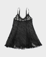 90s Black Mesh Lingerie Slip Dress - S