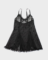 90s Black Mesh Lingerie Slip Dress - S