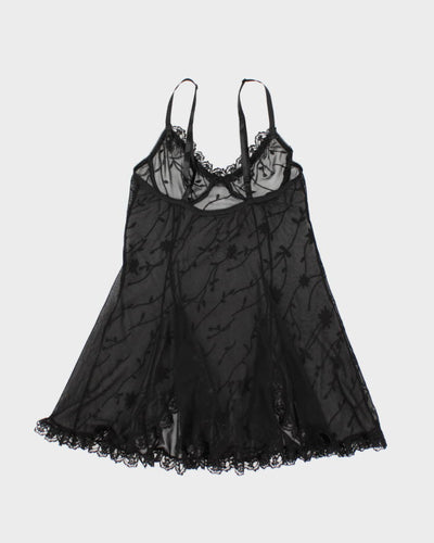 90s Black Mesh Lingerie Slip Dress - S