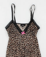 00s La Senza Leopard Print Lace Lingerie Slip Dress - M