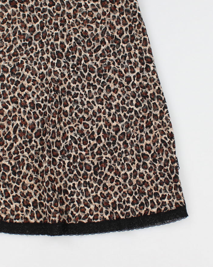 00s La Senza Leopard Print Lace Lingerie Slip Dress - M